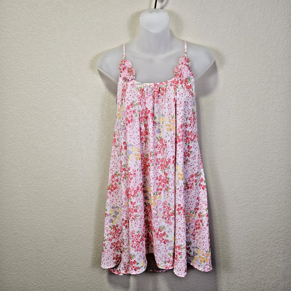 VTG Oscar De La Renta Pink Label Floral Slip Y2K 90s Chemise Nightgown Nightie L - Picture 1 of 15